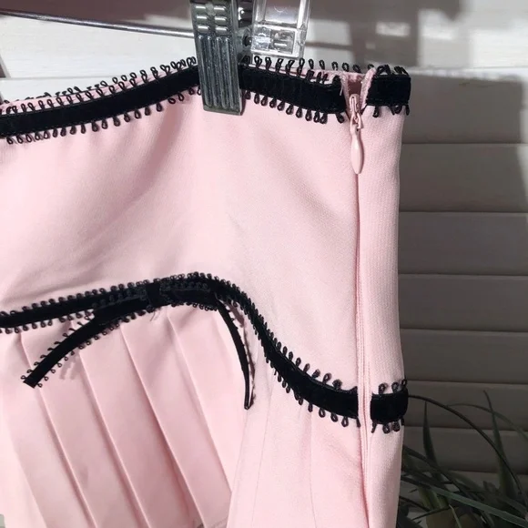 Forever 21 Pink Black Bow Cropped Top Pleated Skirt Medium - Picture 11 of 16